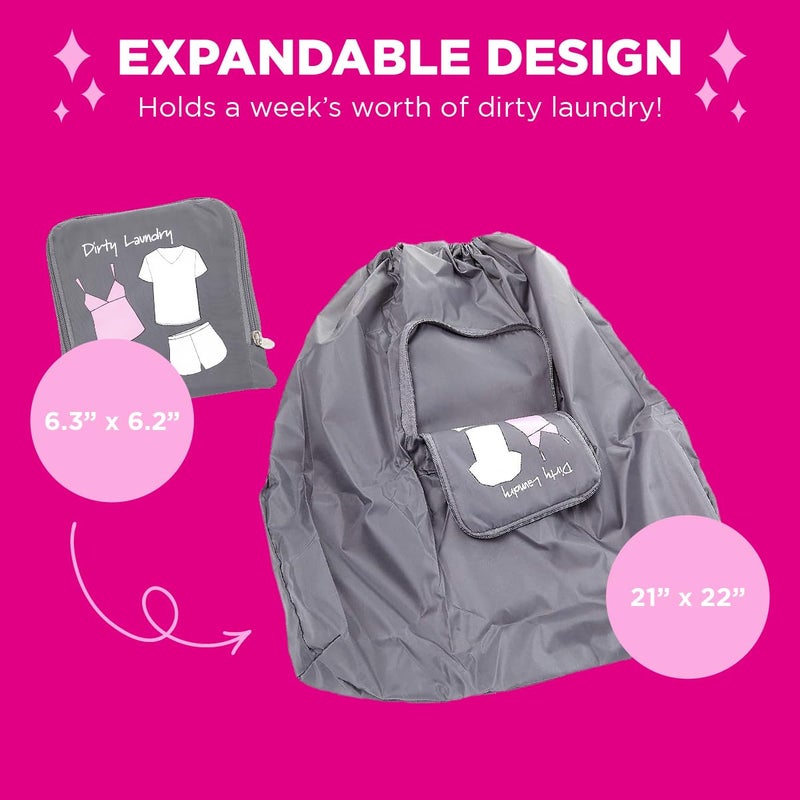 Miamica Travel Laundry Bag - Dirty Laundry, Grey - Image 2